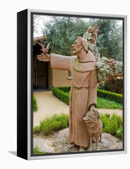 St. Francis Statue at the St. Francis Vineyards and Winery, Sonoma Valley, California, USA-Julie Eggers-Framed Premier Image Canvas