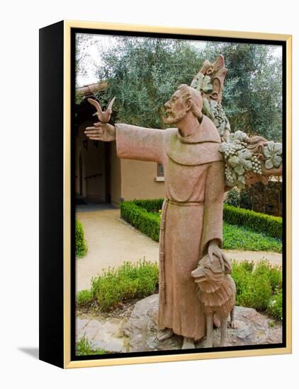 St. Francis Statue at the St. Francis Vineyards and Winery, Sonoma Valley, California, USA-Julie Eggers-Framed Premier Image Canvas