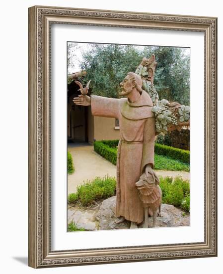 St. Francis Statue at the St. Francis Vineyards and Winery, Sonoma Valley, California, USA-Julie Eggers-Framed Photographic Print