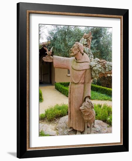 St. Francis Statue at the St. Francis Vineyards and Winery, Sonoma Valley, California, USA-Julie Eggers-Framed Photographic Print