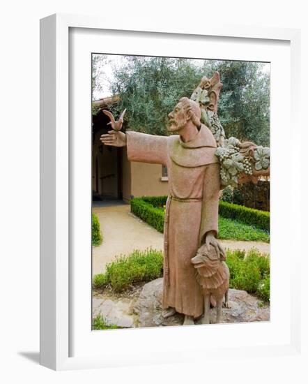 St. Francis Statue at the St. Francis Vineyards and Winery, Sonoma Valley, California, USA-Julie Eggers-Framed Photographic Print