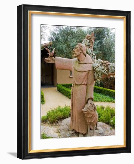 St. Francis Statue at the St. Francis Vineyards and Winery, Sonoma Valley, California, USA-Julie Eggers-Framed Photographic Print