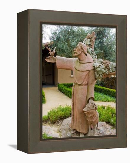 St. Francis Statue at the St. Francis Vineyards and Winery, Sonoma Valley, California, USA-Julie Eggers-Framed Premier Image Canvas