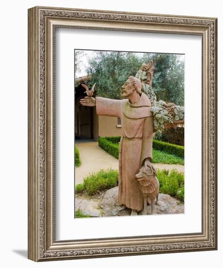 St. Francis Statue at the St. Francis Vineyards and Winery, Sonoma Valley, California, USA-Julie Eggers-Framed Photographic Print