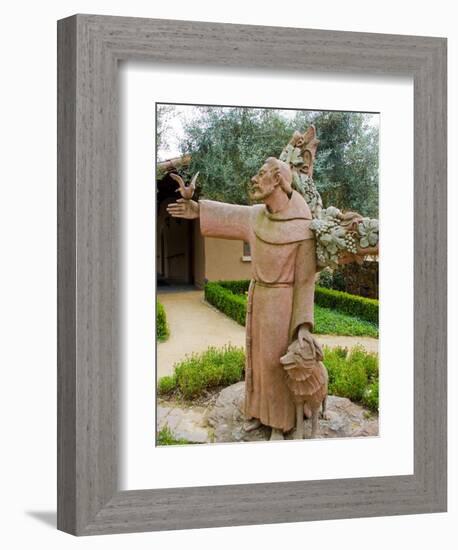 St. Francis Statue at the St. Francis Vineyards and Winery, Sonoma Valley, California, USA-Julie Eggers-Framed Photographic Print