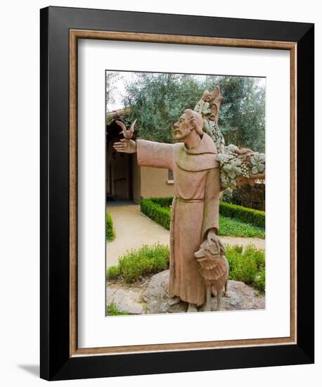 St. Francis Statue at the St. Francis Vineyards and Winery, Sonoma Valley, California, USA-Julie Eggers-Framed Photographic Print