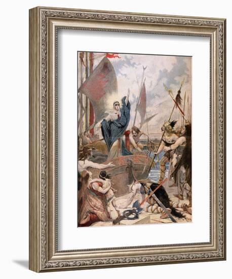 St. Genevieve, from a Series on the Heroines of France in "Le Petit Journal," 1896-Lionel Noel Royer-Framed Premium Giclee Print