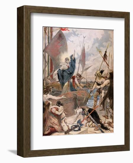 St. Genevieve, from a Series on the Heroines of France in "Le Petit Journal," 1896-Lionel Noel Royer-Framed Premium Giclee Print