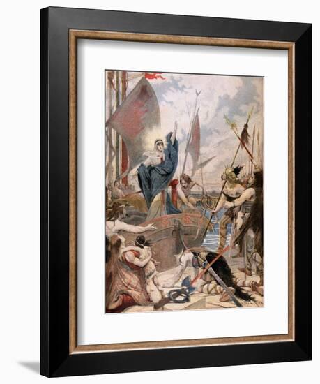 St. Genevieve, from a Series on the Heroines of France in "Le Petit Journal," 1896-Lionel Noel Royer-Framed Premium Giclee Print