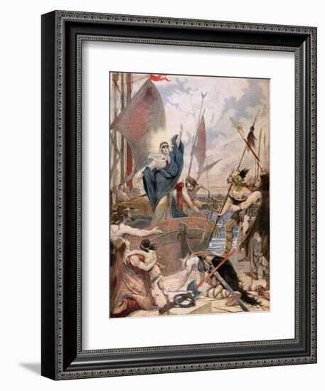 St. Genevieve, from a Series on the Heroines of France in "Le Petit Journal," 1896-Lionel Noel Royer-Framed Premium Giclee Print