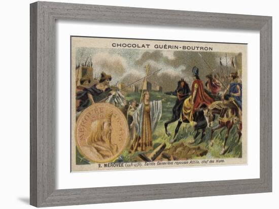 St Genevieve Repelling Attila the Hun, 451-null-Framed Giclee Print