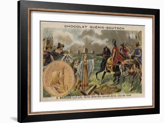 St Genevieve Repelling Attila the Hun, 451-null-Framed Giclee Print