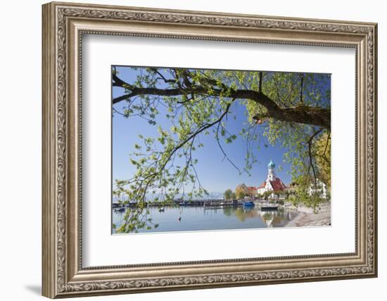 St.. Georg Church and Castle, Peninsula of Wasserburg, Lake Constance, Schwaben, Bavaria, Germany-Markus Lange-Framed Photographic Print