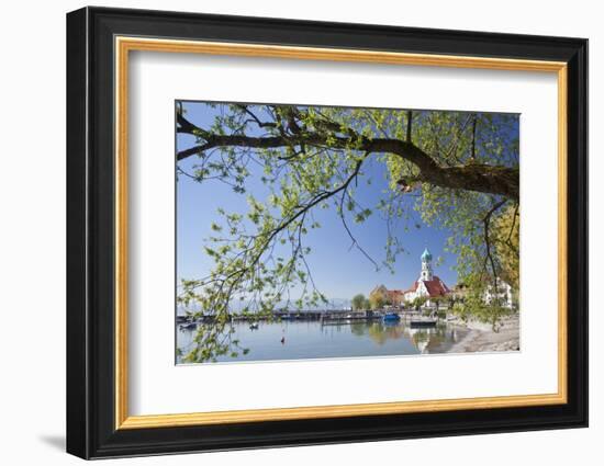 St.. Georg Church and Castle, Peninsula of Wasserburg, Lake Constance, Schwaben, Bavaria, Germany-Markus Lange-Framed Photographic Print