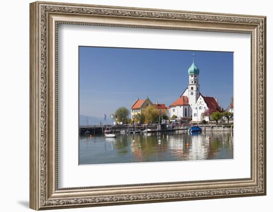 St.. Georg Church and Castle, Peninsula of Wasserburg, Lake Constance, Schwaben, Bavaria, Germany-Markus Lange-Framed Photographic Print