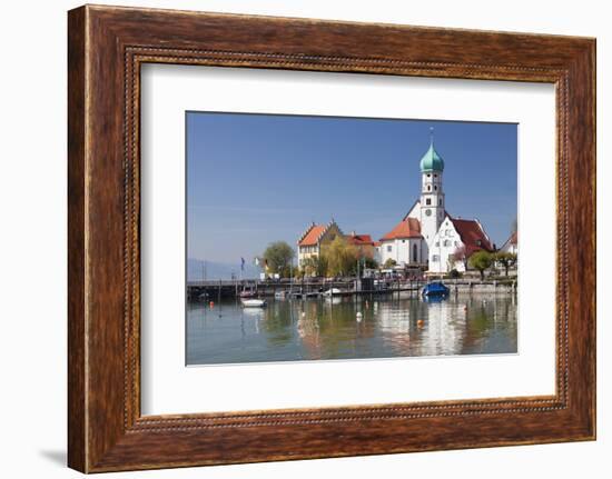 St.. Georg Church and Castle, Peninsula of Wasserburg, Lake Constance, Schwaben, Bavaria, Germany-Markus Lange-Framed Photographic Print