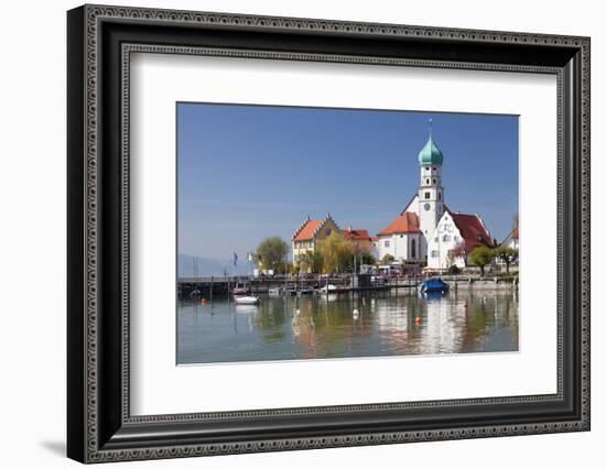 St.. Georg Church and Castle, Peninsula of Wasserburg, Lake Constance, Schwaben, Bavaria, Germany-Markus Lange-Framed Photographic Print