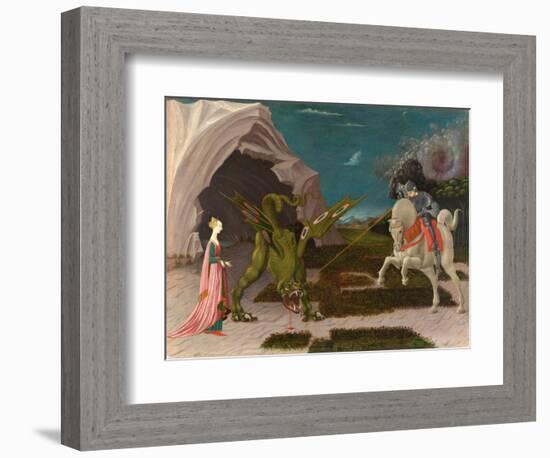 St. George and the Dragon, C.1470 (Oil on Canvas)-Paolo Uccello-Framed Giclee Print