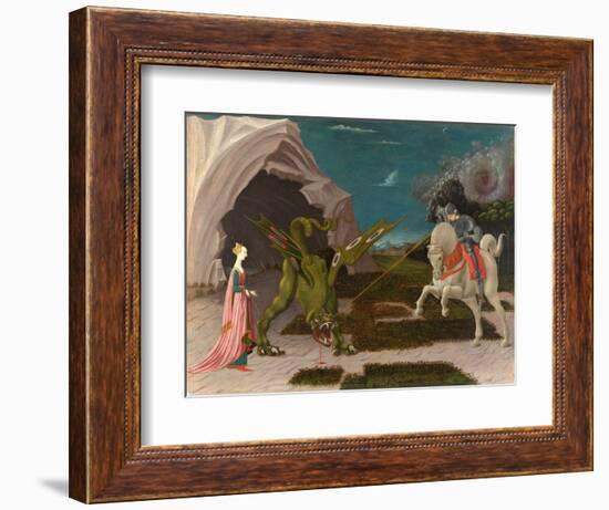 St. George and the Dragon, C.1470 (Oil on Canvas)-Paolo Uccello-Framed Giclee Print