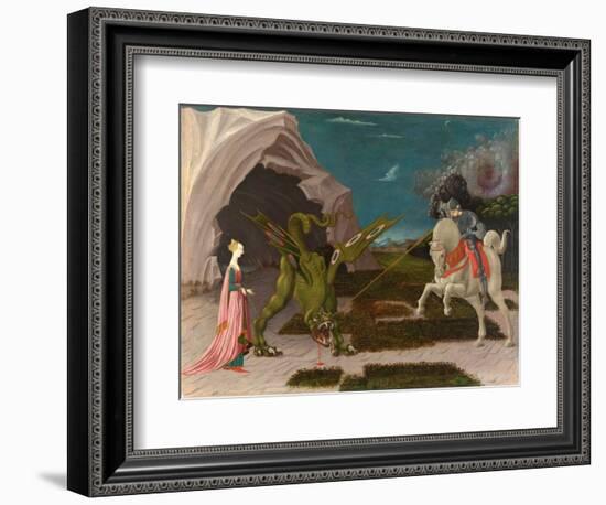 St. George and the Dragon, C.1470 (Oil on Canvas)-Paolo Uccello-Framed Giclee Print