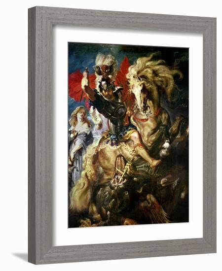 St. George and the Dragon, circa 1606-Peter Paul Rubens-Framed Giclee Print