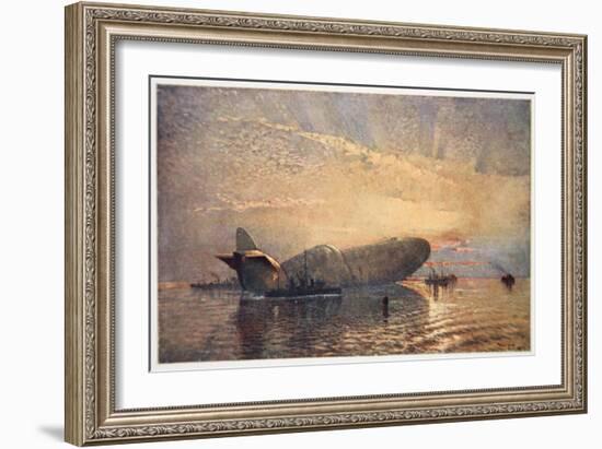 St. George and the Dragon: Zeppelin L15 in the Thames, 1916, 'The Naval Front' Maxwell, 1920-Donald Maxwell-Framed Giclee Print