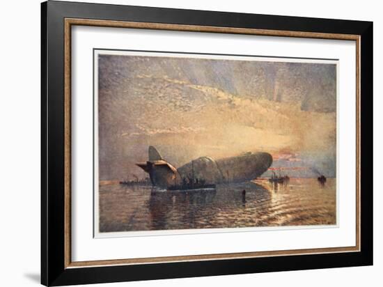 St. George and the Dragon: Zeppelin L15 in the Thames, 1916, 'The Naval Front' Maxwell, 1920-Donald Maxwell-Framed Giclee Print