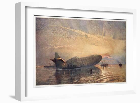 St. George and the Dragon: Zeppelin L15 in the Thames, 1916, 'The Naval Front' Maxwell, 1920-Donald Maxwell-Framed Giclee Print