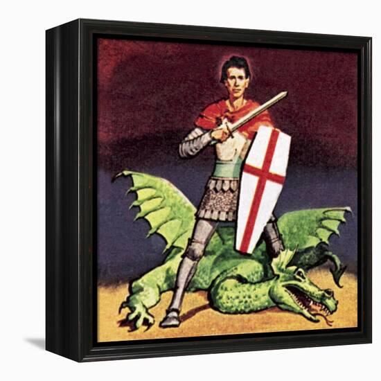 St George and the Dragon-English School-Framed Premier Image Canvas