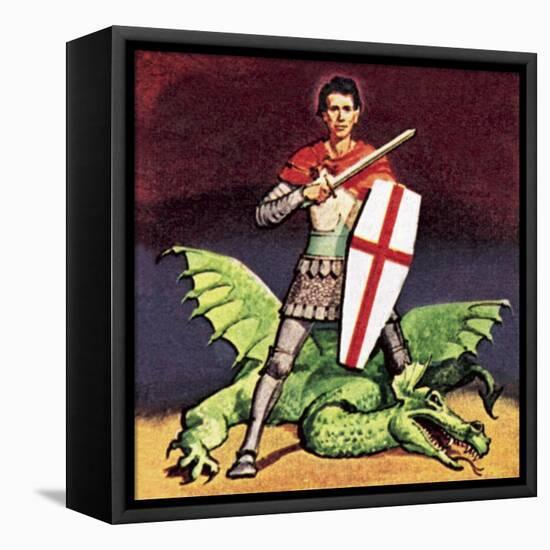 St George and the Dragon-English School-Framed Premier Image Canvas