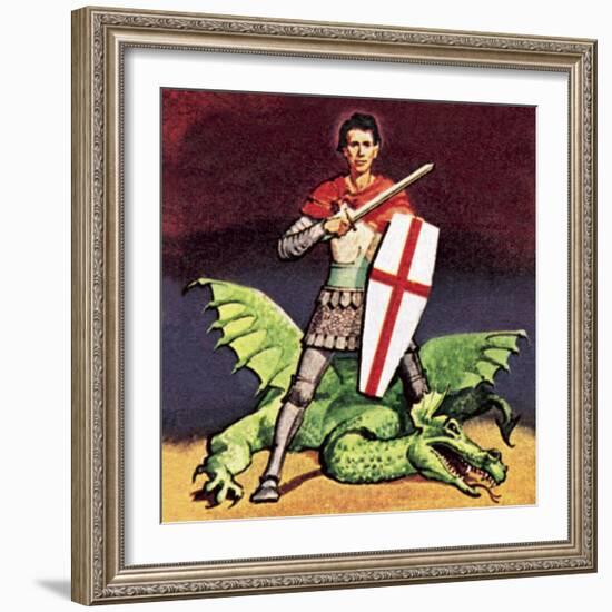 St George and the Dragon-English School-Framed Giclee Print