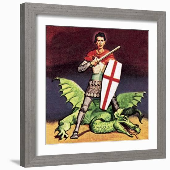 St George and the Dragon-English School-Framed Giclee Print