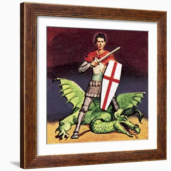 St George and the Dragon-English School-Framed Giclee Print