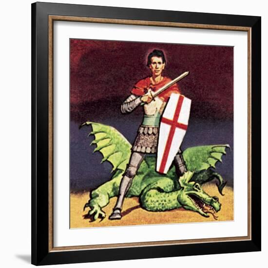 St George and the Dragon-English School-Framed Giclee Print