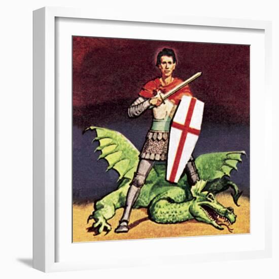 St George and the Dragon-English School-Framed Giclee Print