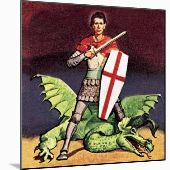 St George and the Dragon-English School-Mounted Giclee Print