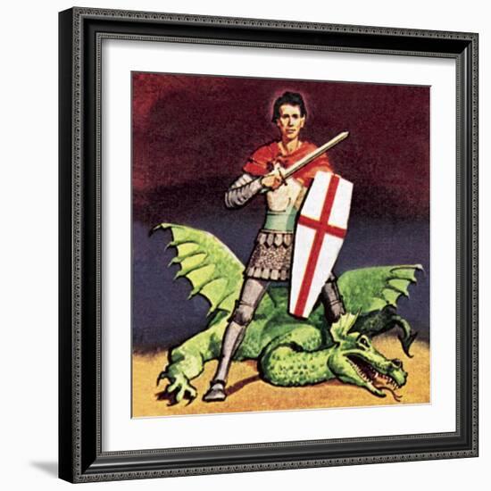 St George and the Dragon-English School-Framed Giclee Print