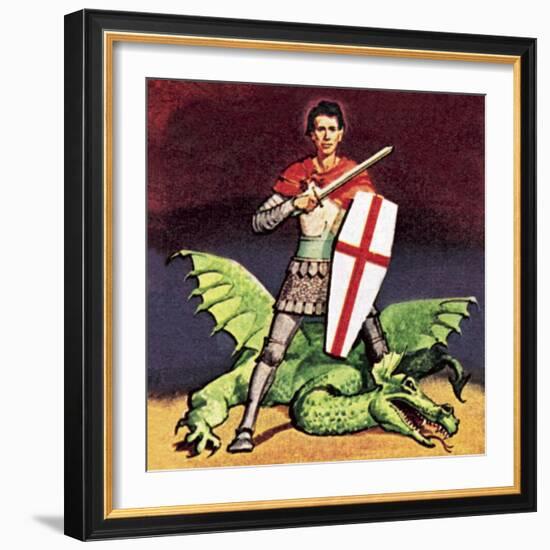 St George and the Dragon-English School-Framed Giclee Print