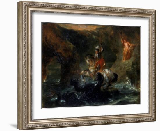 St George Fighting the Dragon or Perseus Delivering Andromeda, 1847-Eugene Delacroix-Framed Giclee Print