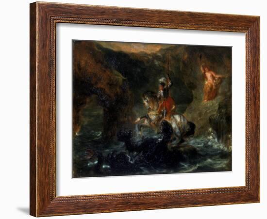 St George Fighting the Dragon or Perseus Delivering Andromeda, 1847-Eugene Delacroix-Framed Giclee Print