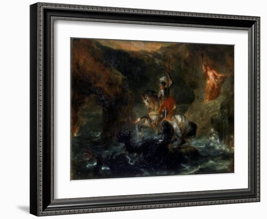 St George Fighting the Dragon or Perseus Delivering Andromeda, 1847-Eugene Delacroix-Framed Giclee Print