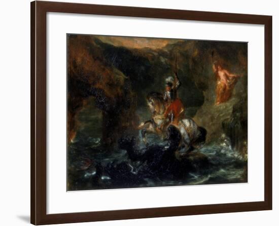 St George Fighting the Dragon or Perseus Delivering Andromeda, 1847-Eugene Delacroix-Framed Giclee Print