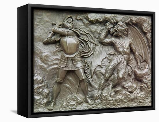 St. George Fighting the Dragon-null-Framed Premier Image Canvas