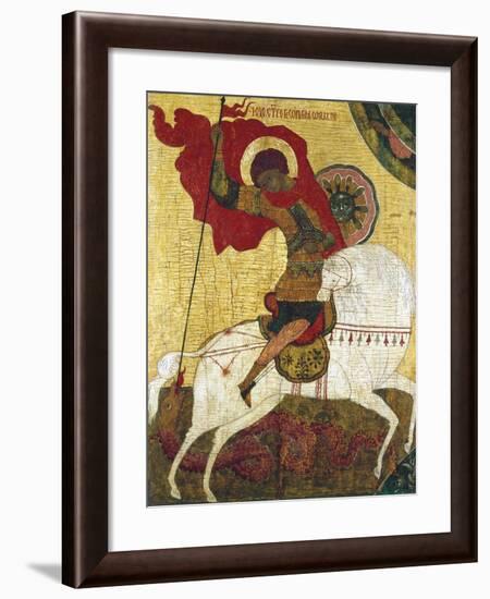 St George Killing the Dragon, Russian Icon-null-Framed Giclee Print