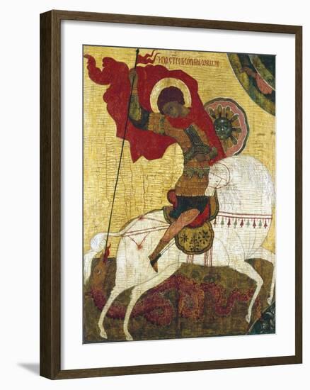 St George Killing the Dragon, Russian Icon-null-Framed Giclee Print