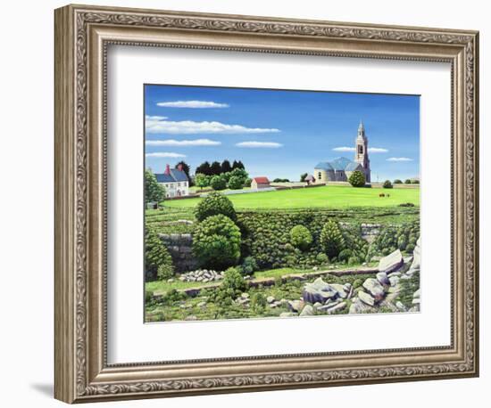 St. George's Church and Quarries, Portland, 2006 (Oil on Canvas)-Liz Wright-Framed Giclee Print