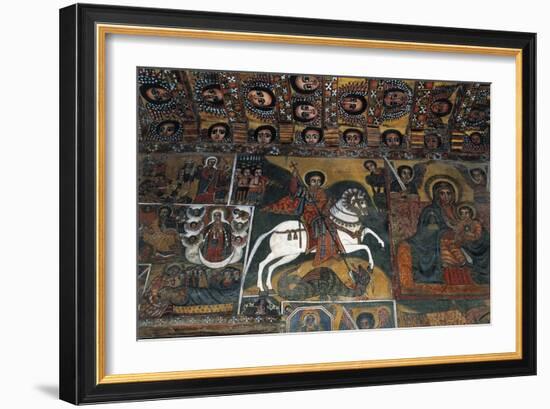 St George Slaying Dragon and Madonna and Child, Detail, Fresco, Debre Birhan Selassie-null-Framed Giclee Print