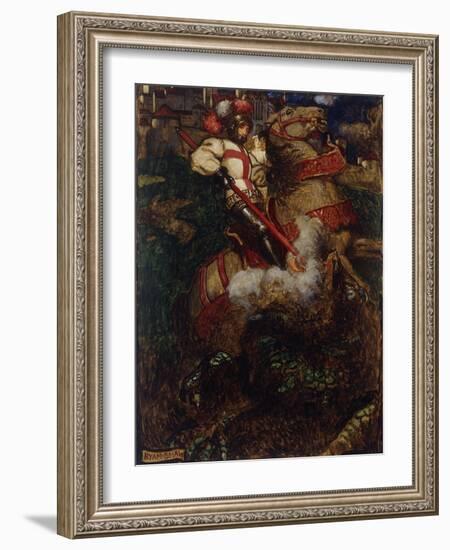 St George Slaying the Dragon, 1908-John Byam Shaw-Framed Giclee Print