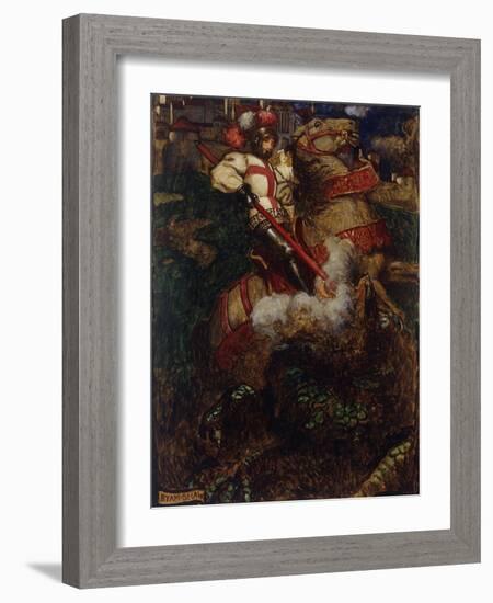 St George Slaying the Dragon, 1908-John Byam Shaw-Framed Giclee Print