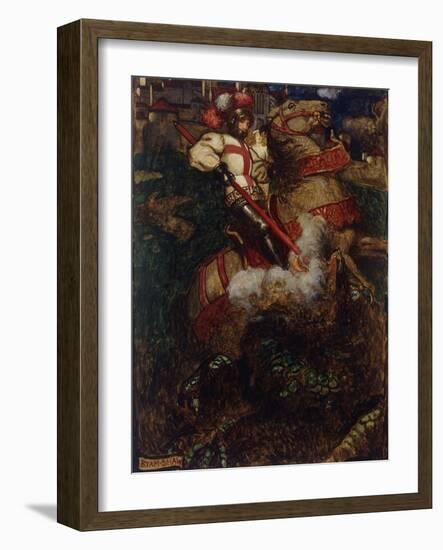 St George Slaying the Dragon, 1908-John Byam Shaw-Framed Giclee Print